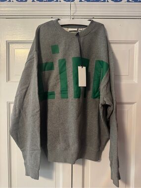 NWT Clare V Gray Crewneck Sweatshirt with Green Logo